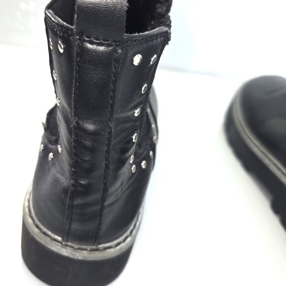 Wonder Nation Girl's Black Faux Leather Chelsea Studded Ankle Boots Sz 4 - Picture 3 of 4